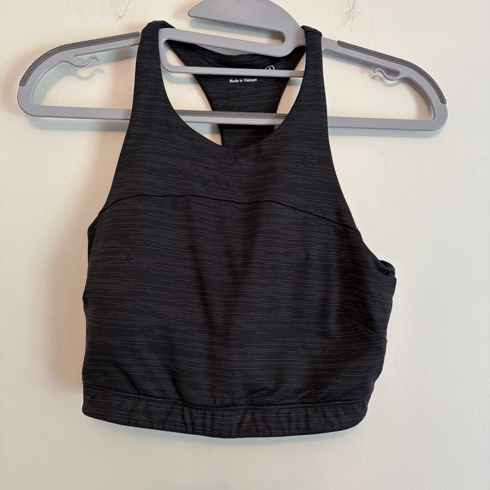 Outdoor Voices Sports Bra S Black TechSweat Move Free Crop Top High Racerback